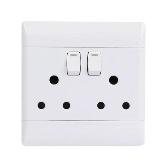 CBI Double Switch Socket 4x4 16A 2xSA PS675R-P